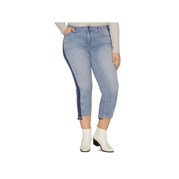 SANCTUARY Denim - SANCTUARY Womens Blue Zippered Pocketed Cropped High Waist Jeans Plus 22W